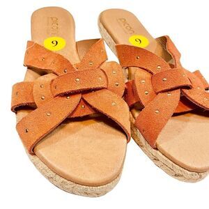 Picon Orange Strappy Embellished Sandals Size 9